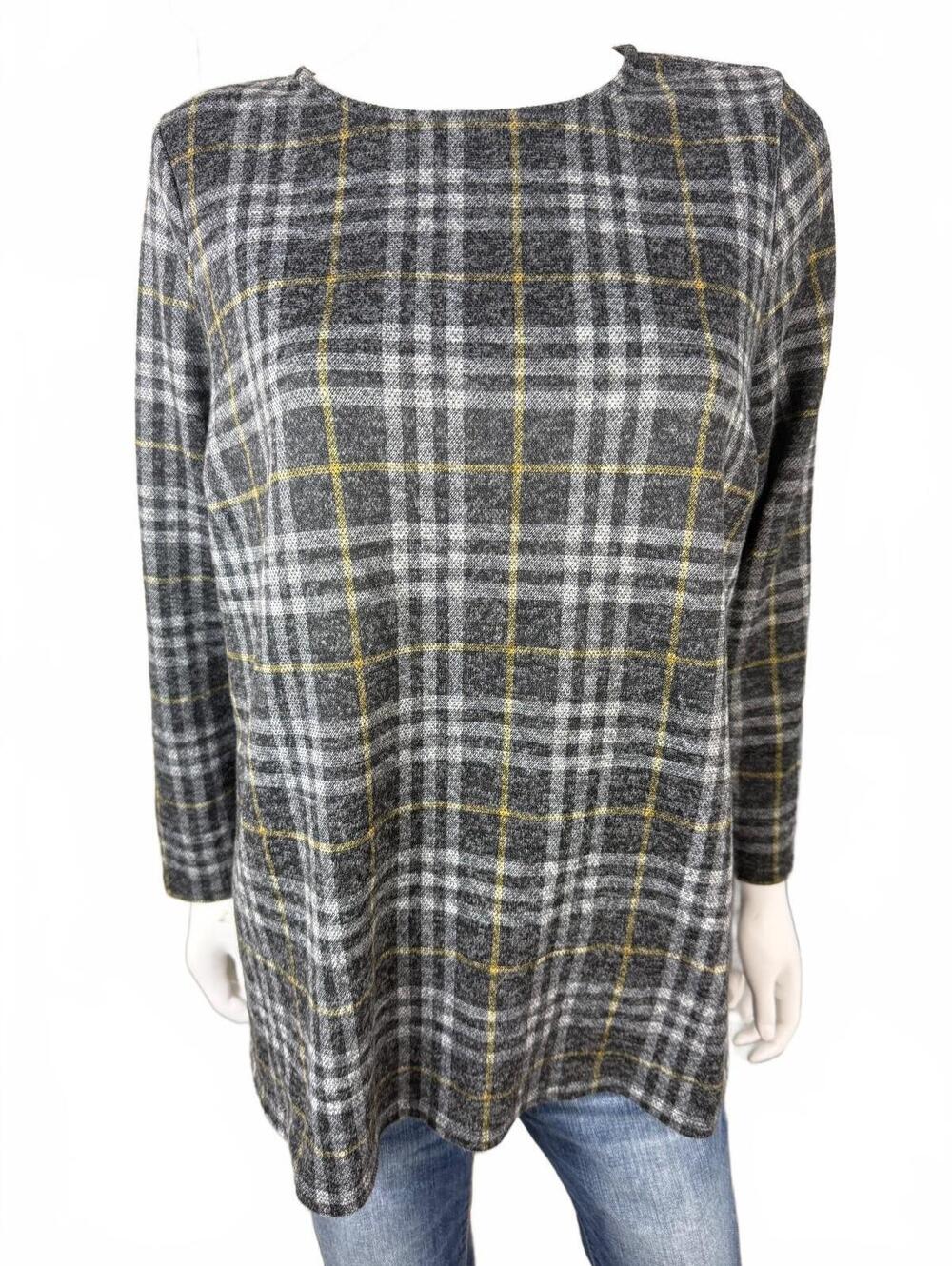 Allison Taylor Women's Gray Plaid Long Sleeve Tunic Top Size 1X